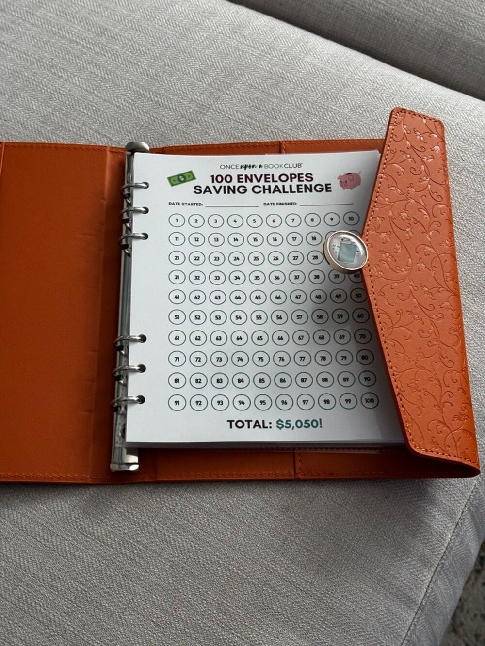 Once Upon a Book Club 100 Envelope Savings Challenge Binder